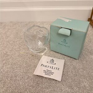PartyLite Crystal Clear Glass rose heart Votive Holder